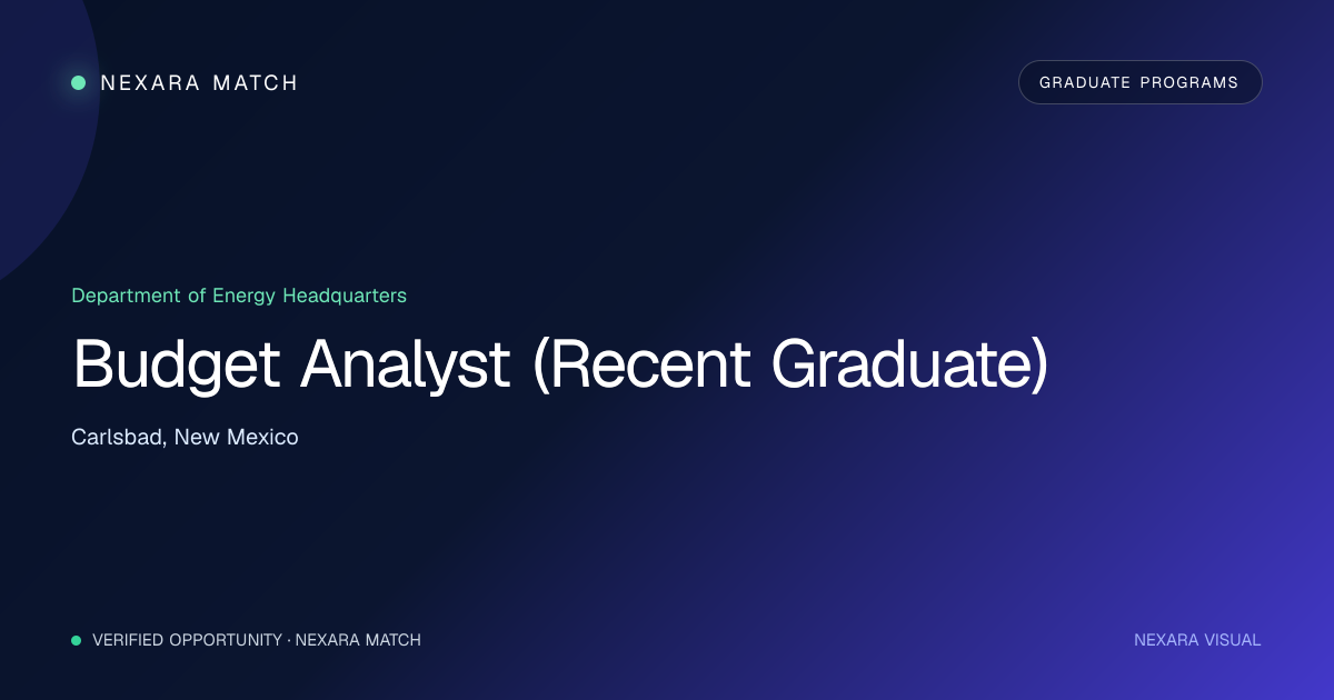 Budget Analyst (Recent Graduate) NEXARA Match opportunity visual