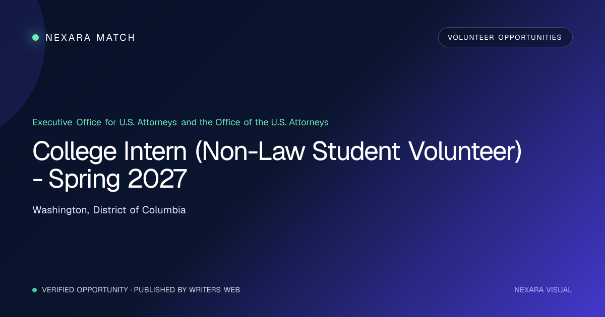 College Intern (Non-Law Student Volunteer) - Spring 2027 NEXARA Match opportunity visual