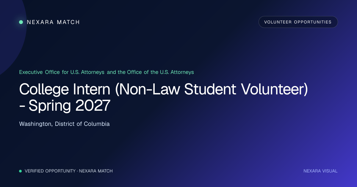 College Intern (Non-Law Student Volunteer) - Spring 2027 NEXARA Match opportunity visual