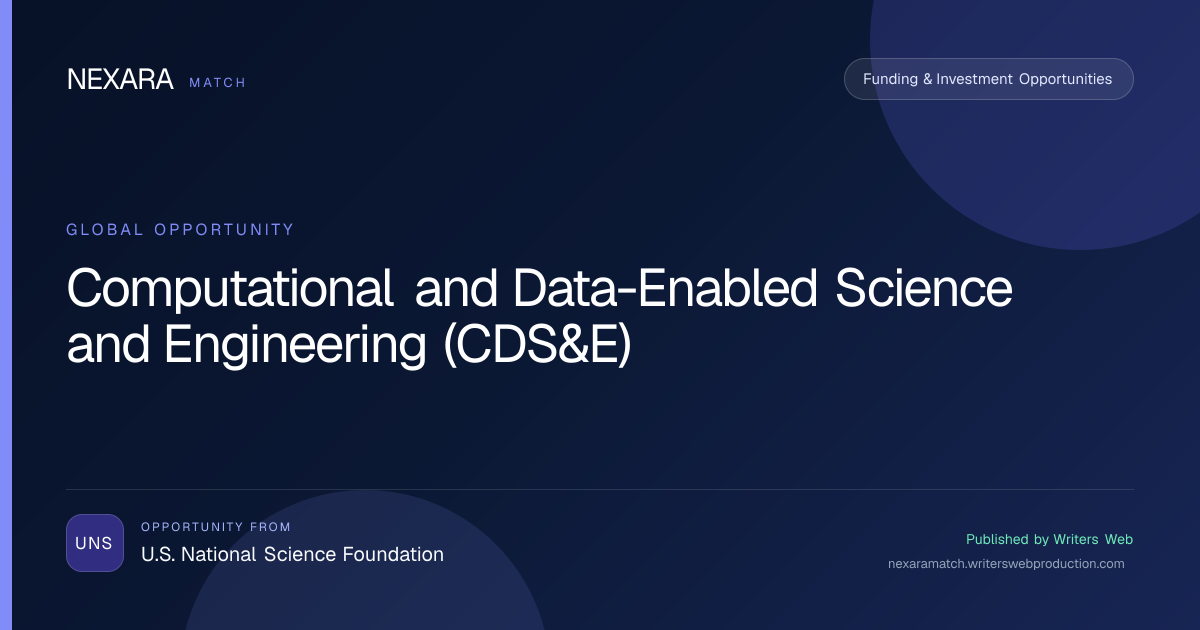 Computational and Data-Enabled Science and Engineering (CDS&E) NEXARA Match opportunity visual
