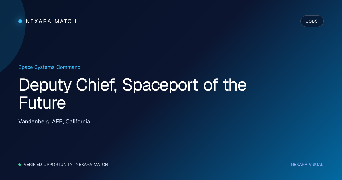 Deputy Chief, Spaceport of the Future NEXARA Match opportunity visual