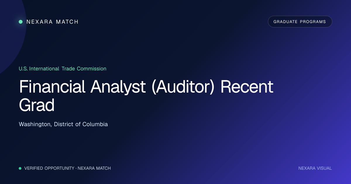 Financial Analyst (Auditor) Recent Grad NEXARA Match opportunity visual