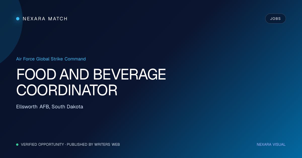 FOOD AND BEVERAGE COORDINATOR NEXARA Match opportunity visual