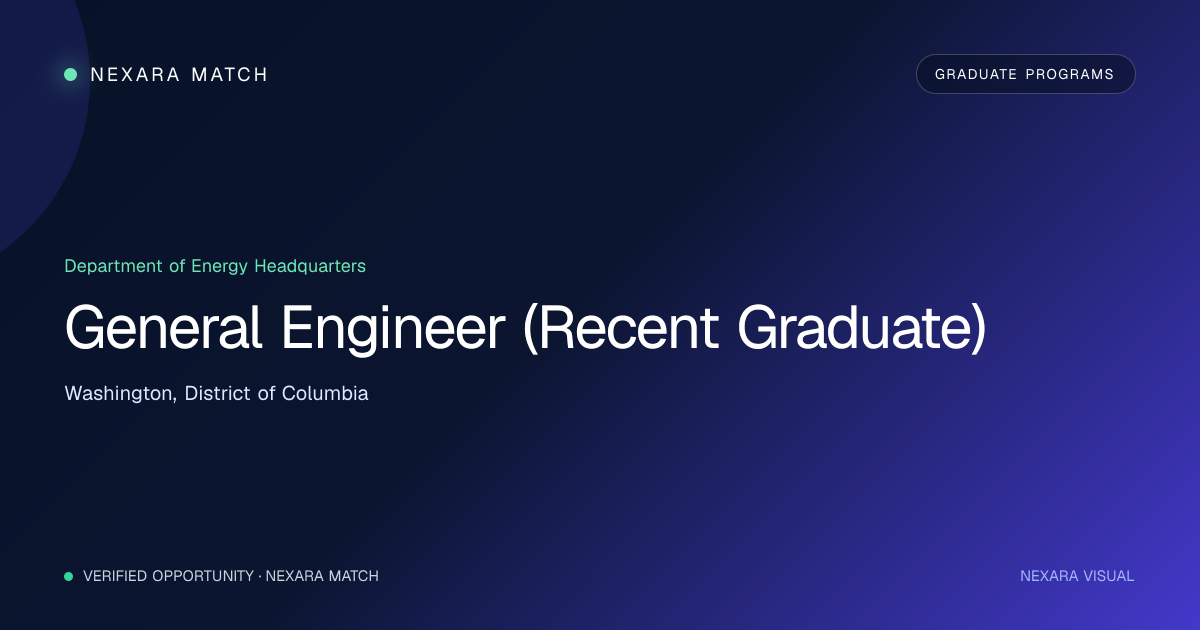 General Engineer (Recent Graduate) NEXARA Match opportunity visual
