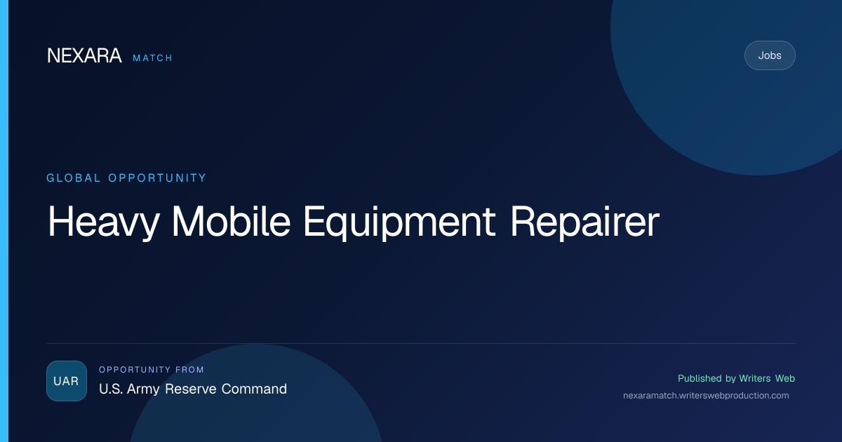 Heavy Mobile Equipment Repairer NEXARA Match opportunity visual