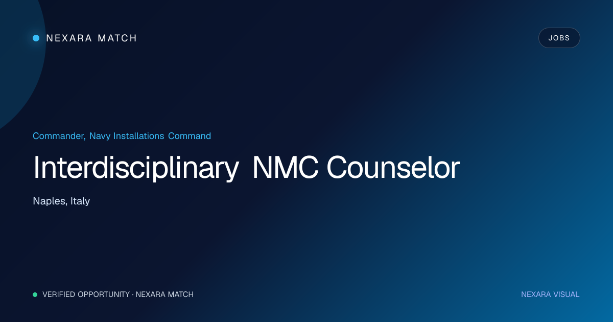 Interdisciplinary NMC Counselor NEXARA Match opportunity visual