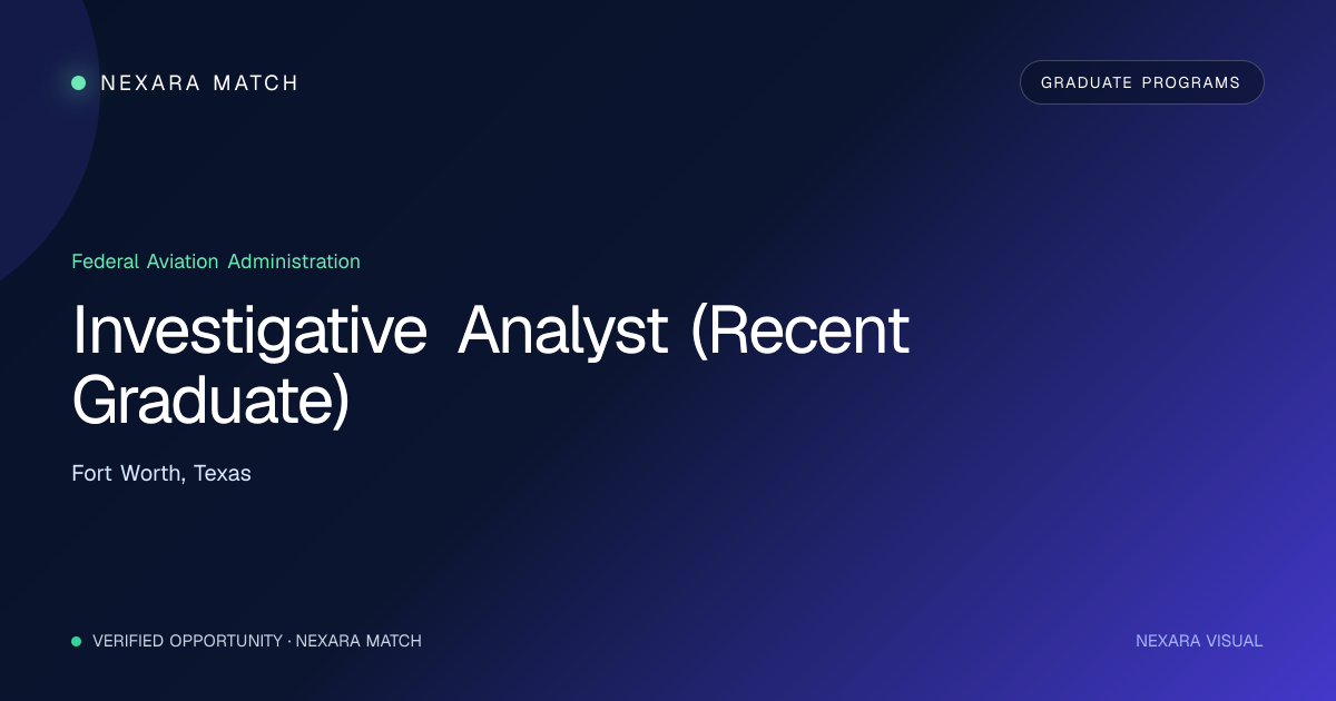Investigative Analyst (Recent Graduate) NEXARA Match opportunity visual