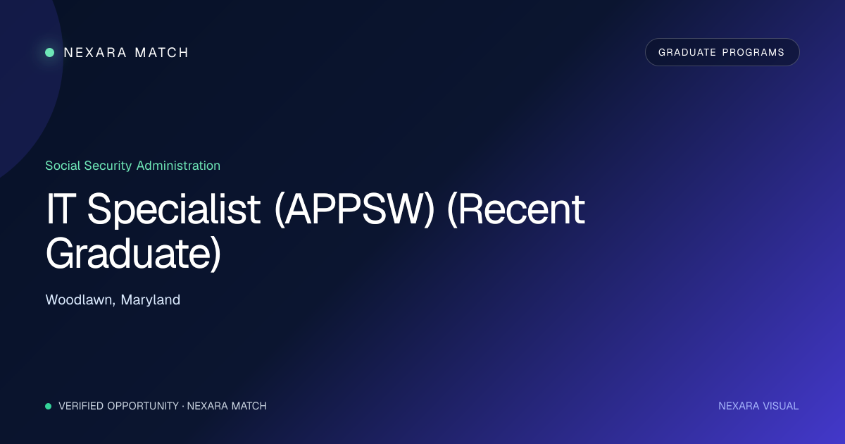 IT Specialist (APPSW) (Recent Graduate) NEXARA Match opportunity visual