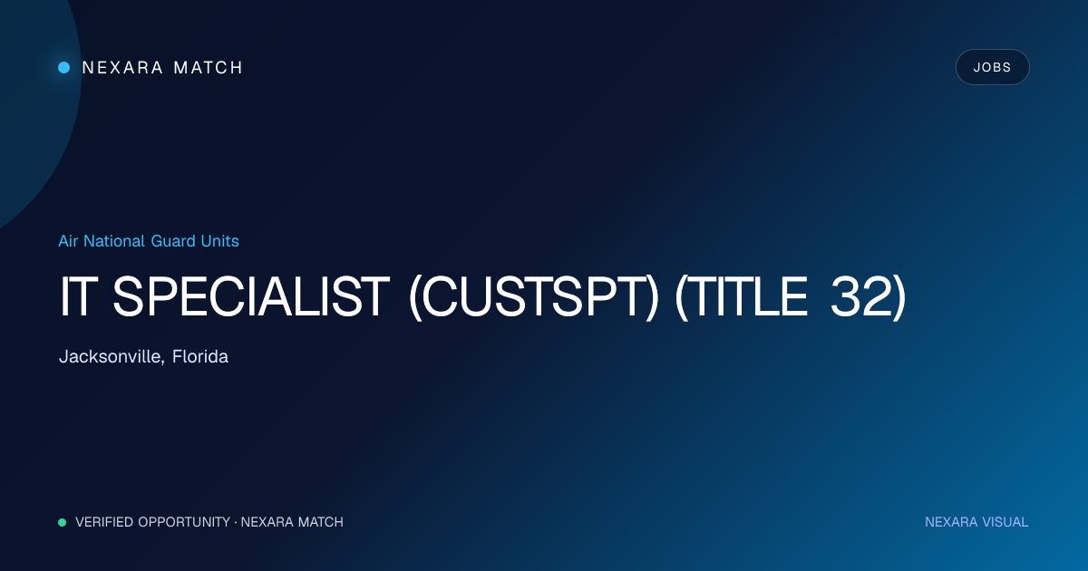 IT SPECIALIST (CUSTSPT) (TITLE 32) NEXARA Match opportunity visual