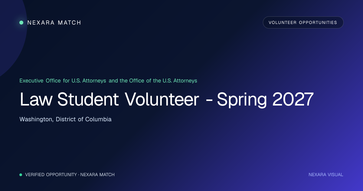 Law Student Volunteer - Spring 2027 NEXARA Match opportunity visual
