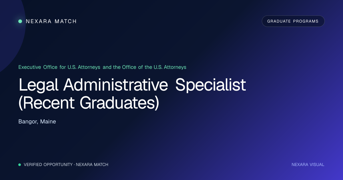 Legal Administrative Specialist (Recent Graduates) NEXARA Match opportunity visual