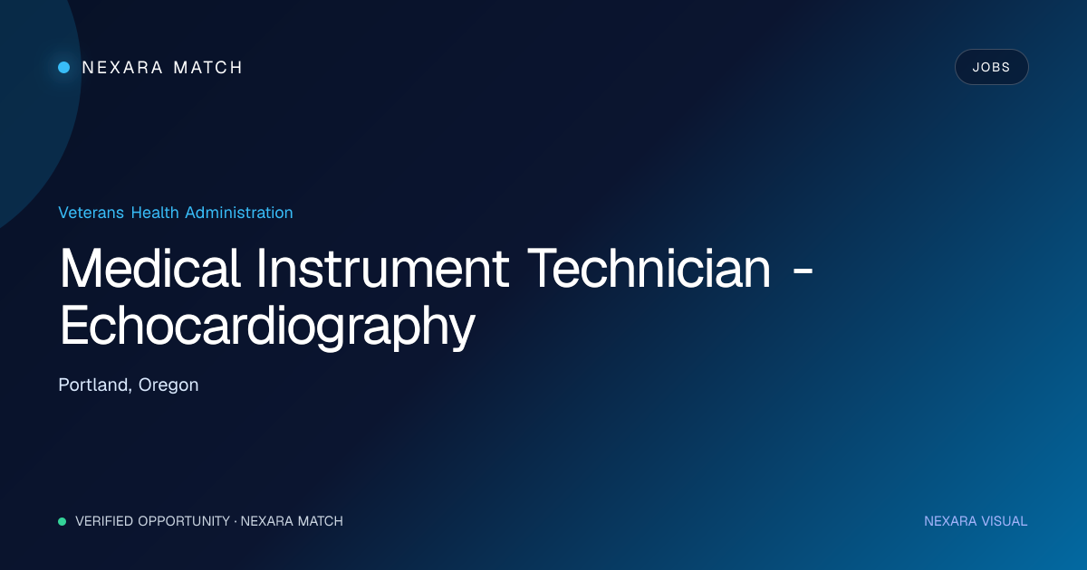 Medical Instrument Technician - Echocardiography NEXARA Match opportunity visual