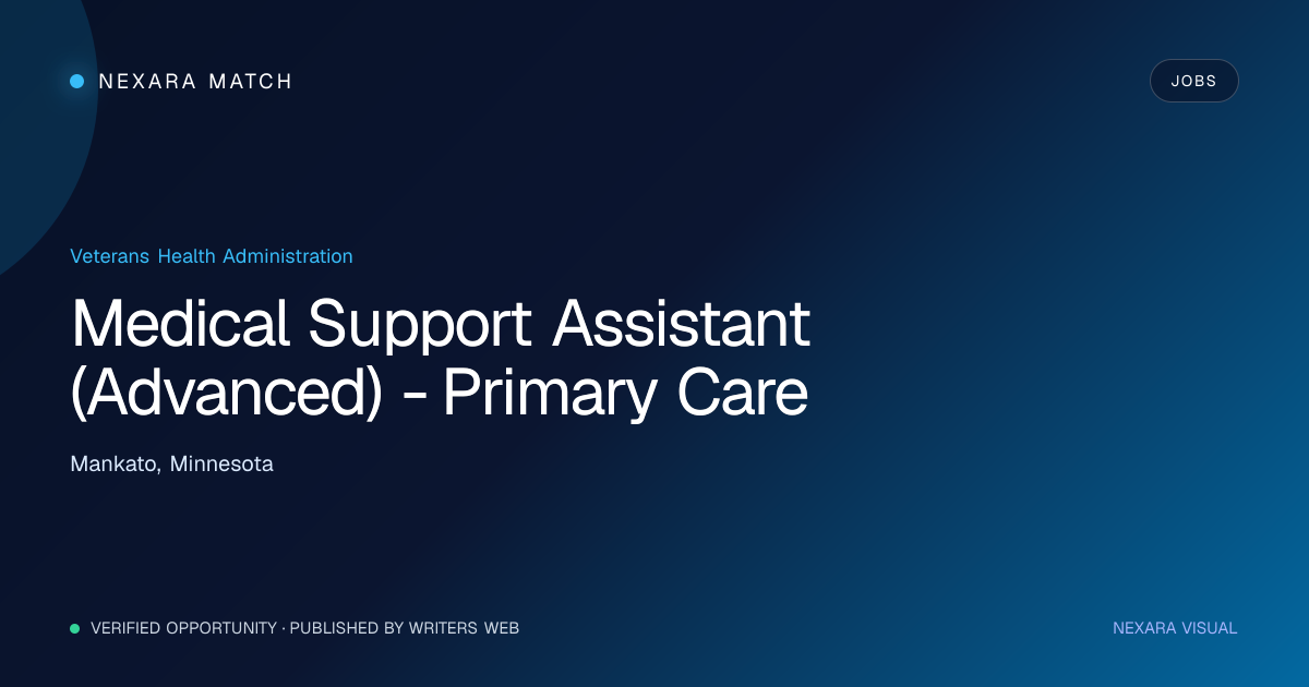 Medical Support Assistant (Advanced) - Primary Care NEXARA Match opportunity visual