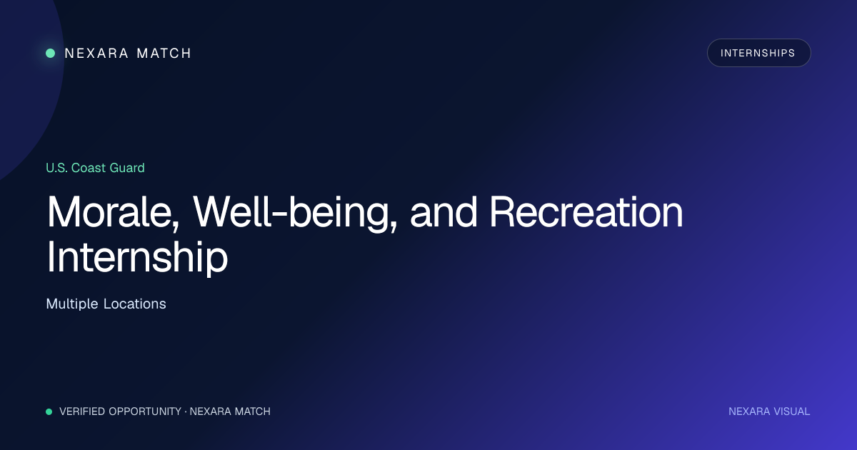 Morale, Well-being, and Recreation Internship NEXARA Match opportunity visual
