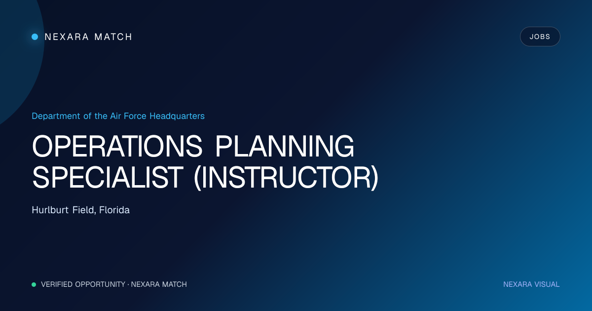 OPERATIONS PLANNING SPECIALIST (INSTRUCTOR) NEXARA Match opportunity visual