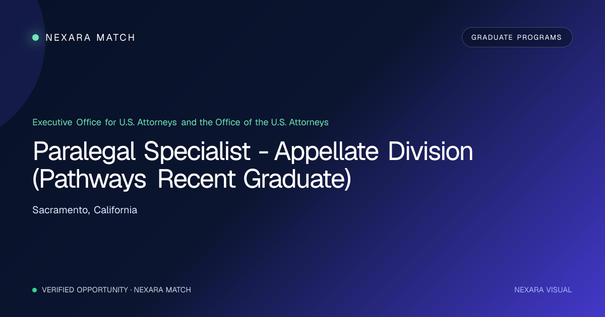 Paralegal Specialist - Appellate Division (Pathways Recent Graduate) NEXARA Match opportunity visual
