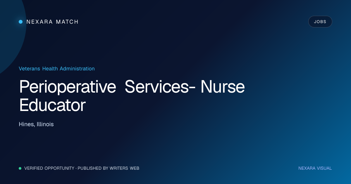 Perioperative Services- Nurse Educator NEXARA Match opportunity visual