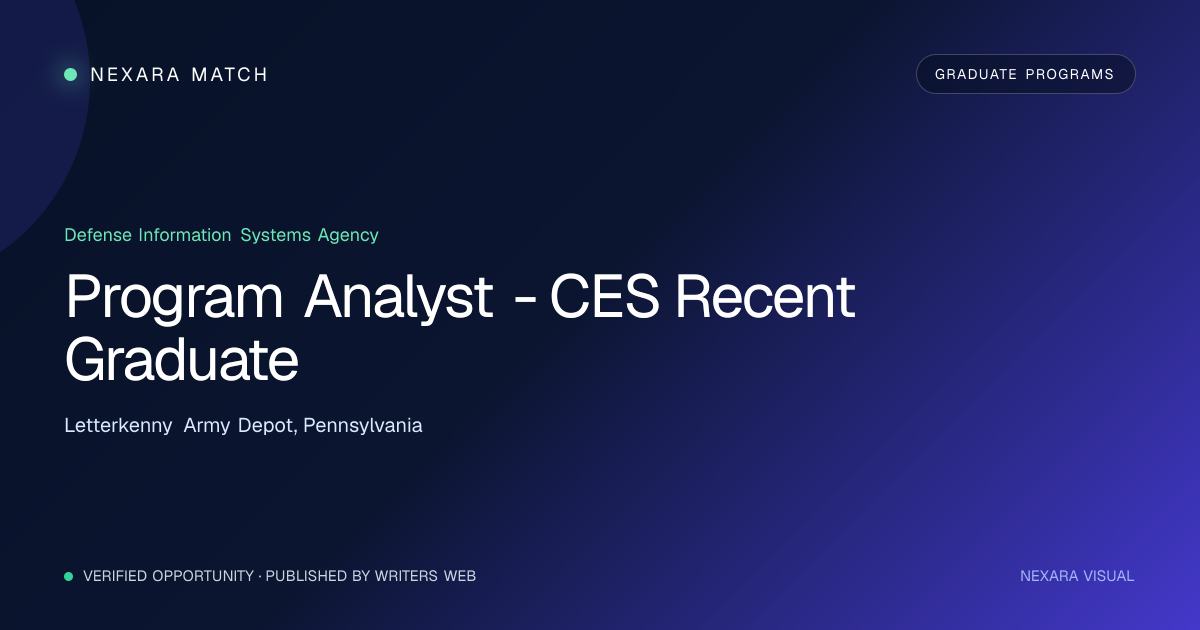 Program Analyst - CES Recent Graduate NEXARA Match opportunity visual