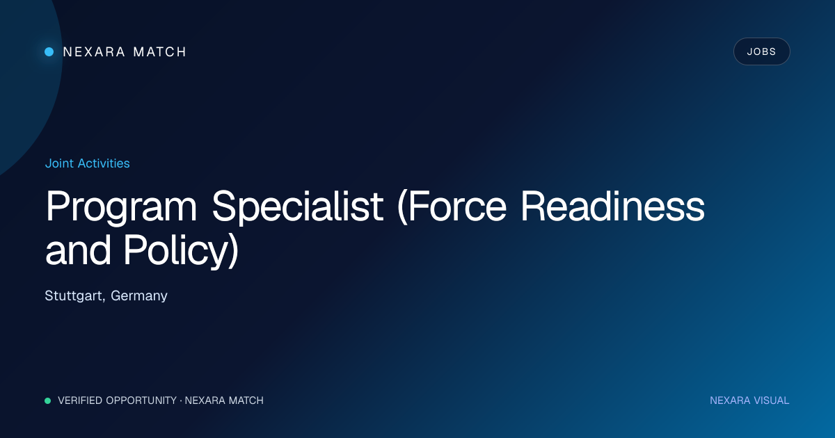 Program Specialist (Force Readiness and Policy) NEXARA Match opportunity visual