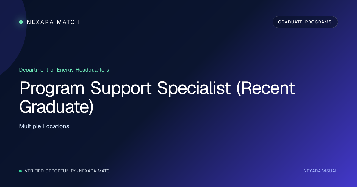 Program Support Specialist (Recent Graduate) NEXARA Match opportunity visual