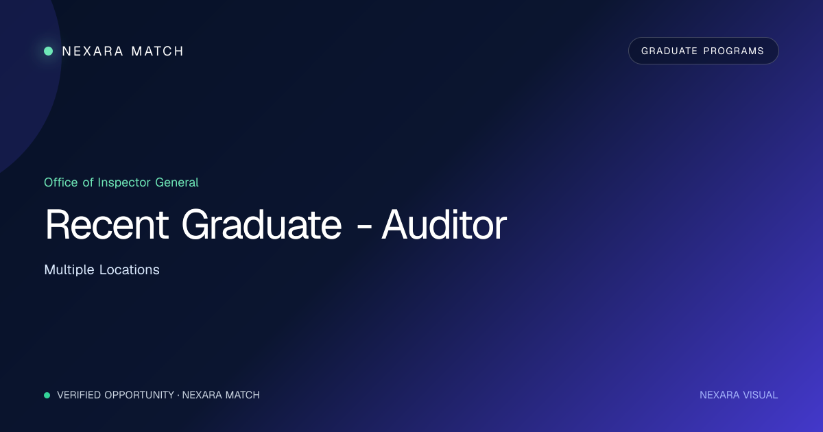 Recent Graduate - Auditor NEXARA Match opportunity visual