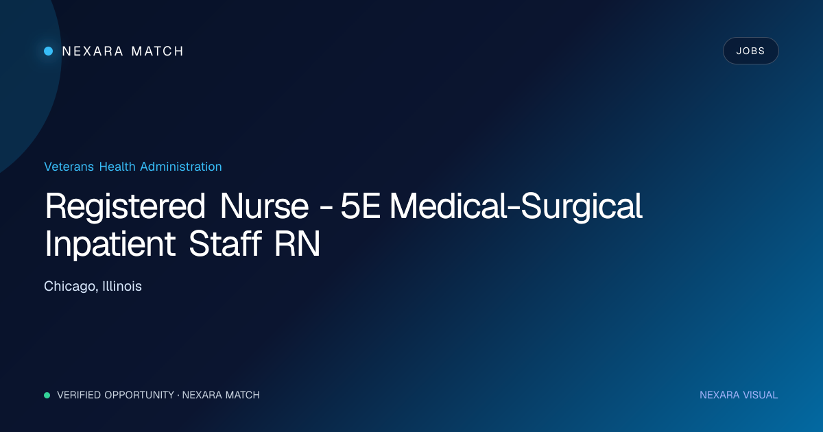 Registered Nurse - 5E Medical-Surgical Inpatient Staff RN NEXARA Match opportunity visual