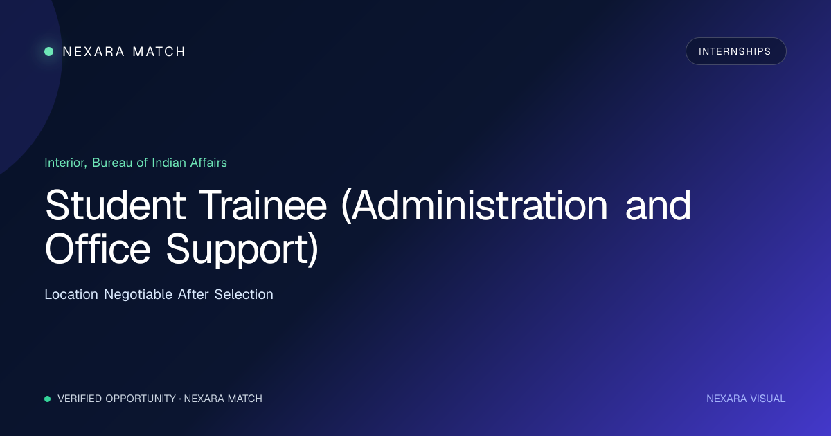 Student Trainee (Administration and Office Support) NEXARA Match opportunity visual
