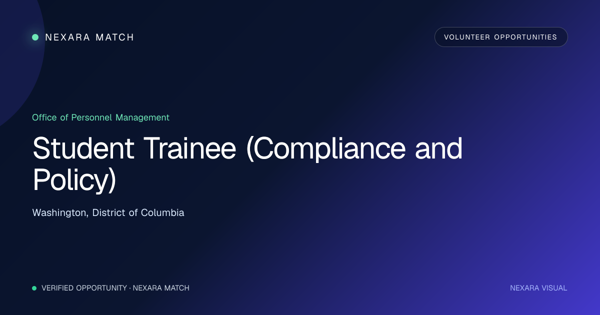Student Trainee (Compliance and Policy) NEXARA Match opportunity visual