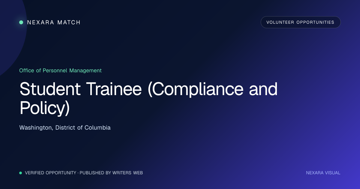 Student Trainee (Compliance and Policy) NEXARA Match opportunity visual