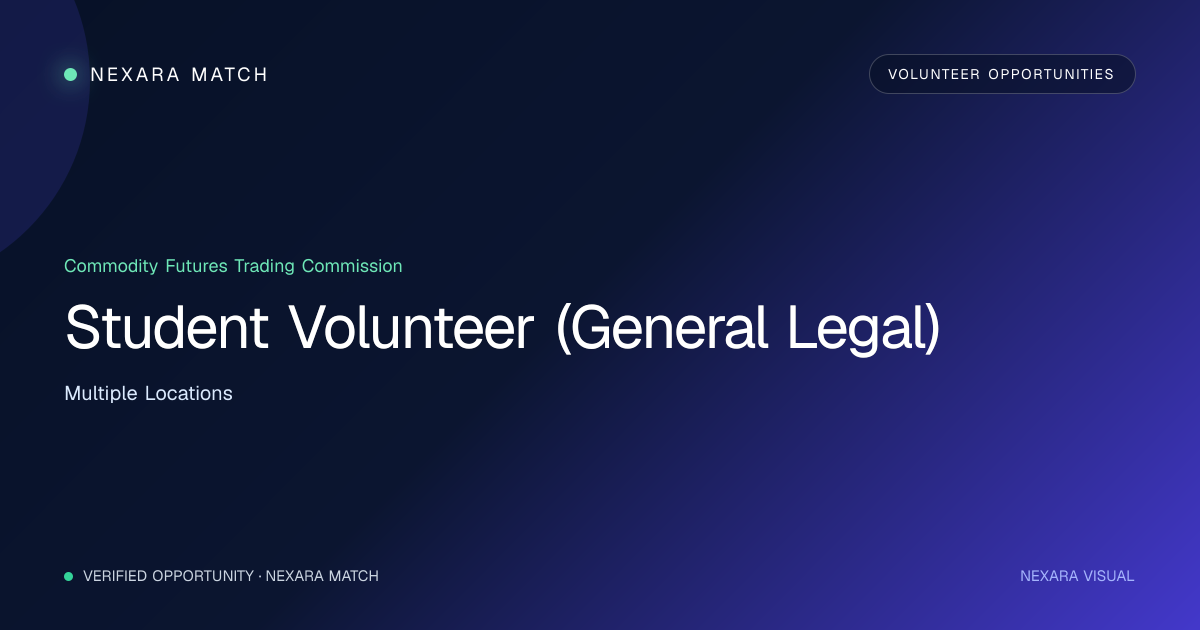 Student Volunteer (General Legal) NEXARA Match opportunity visual