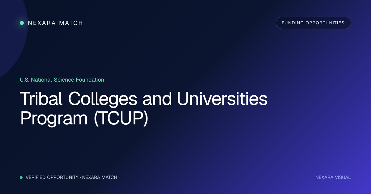 Tribal Colleges and Universities Program (TCUP) NEXARA Match opportunity visual