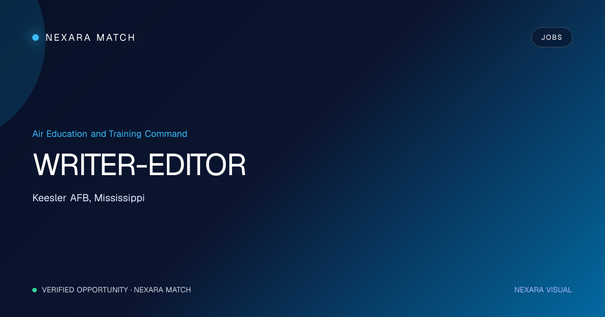 WRITER-EDITOR NEXARA Match opportunity visual